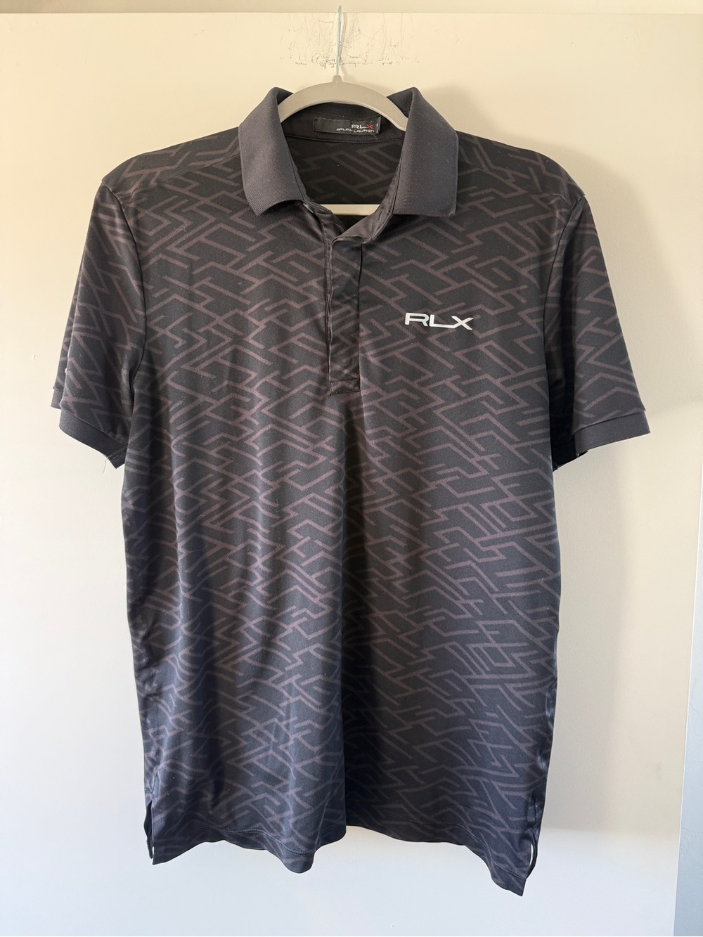 Men's Black Ralph Lauren Geometric-Print Golf Polo